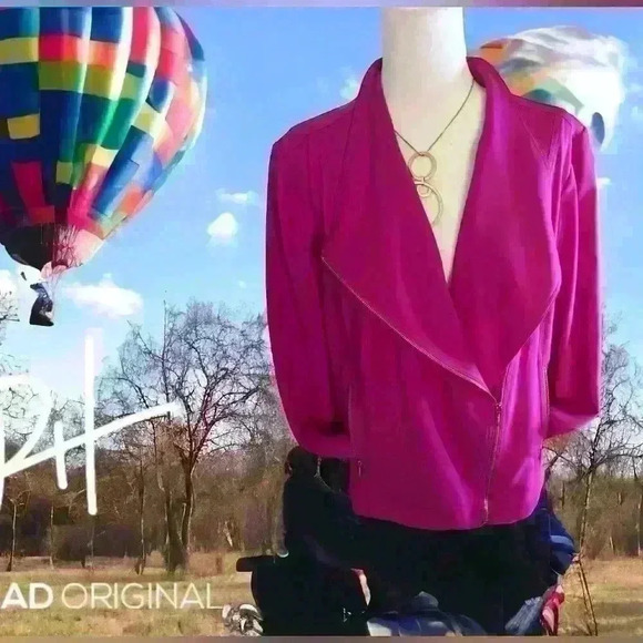 Calvin Klein Jackets & Blazers - Calvin Klein Magenta Moto Jacket EUC gold hardware size tag removed- size est L